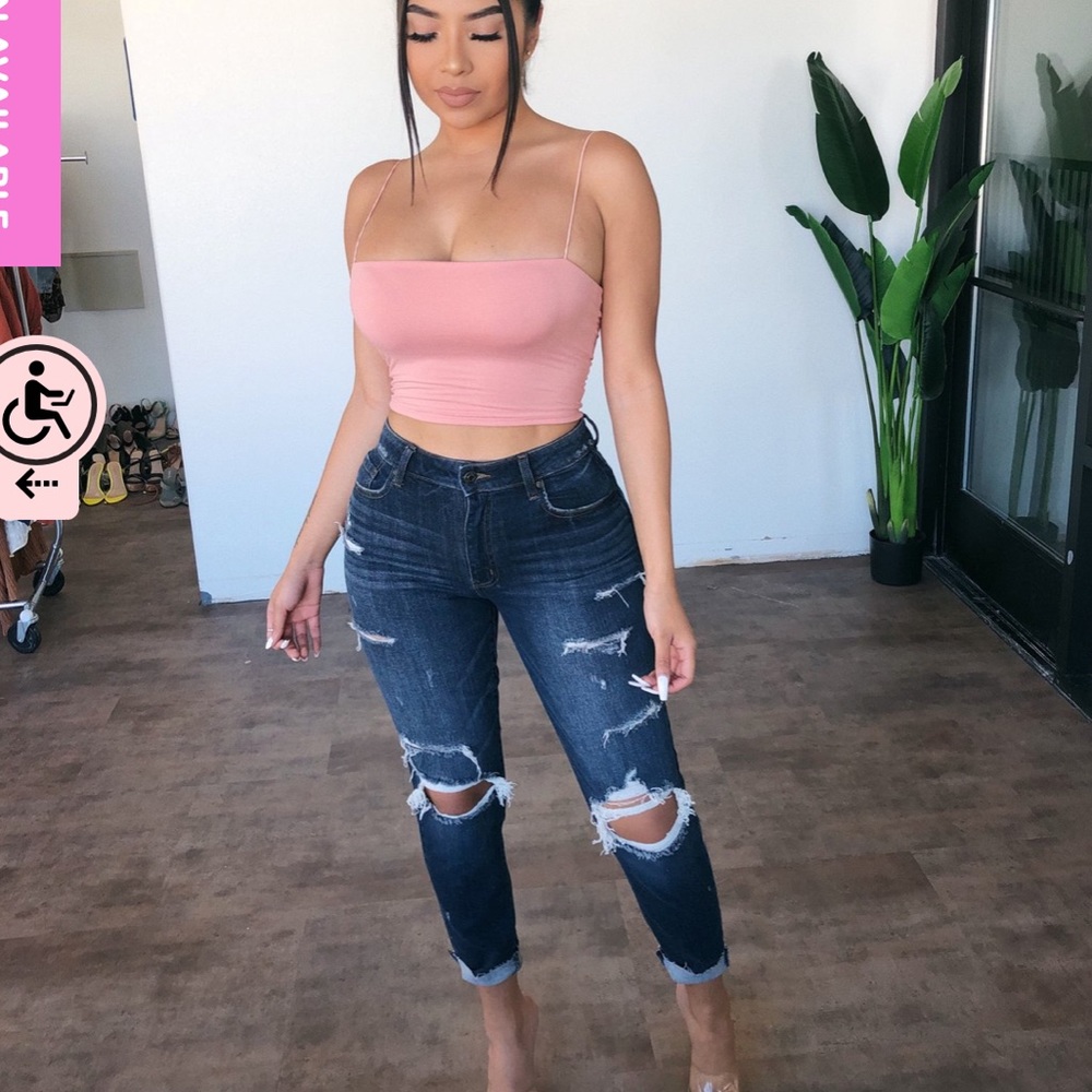 OOTD Tobi Super High Rise Mom ankle jeans— Dark